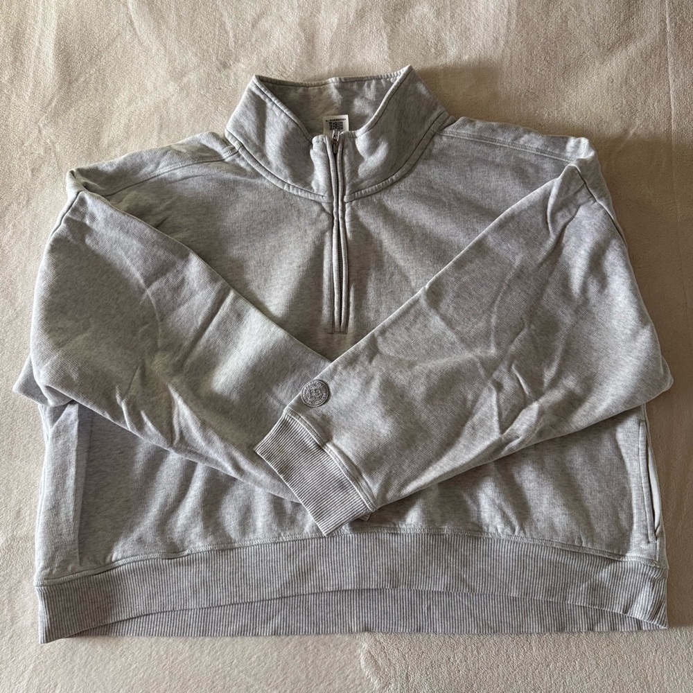 PINK Victoria's Secret Cropped Gray Quarter-Zip Sweater